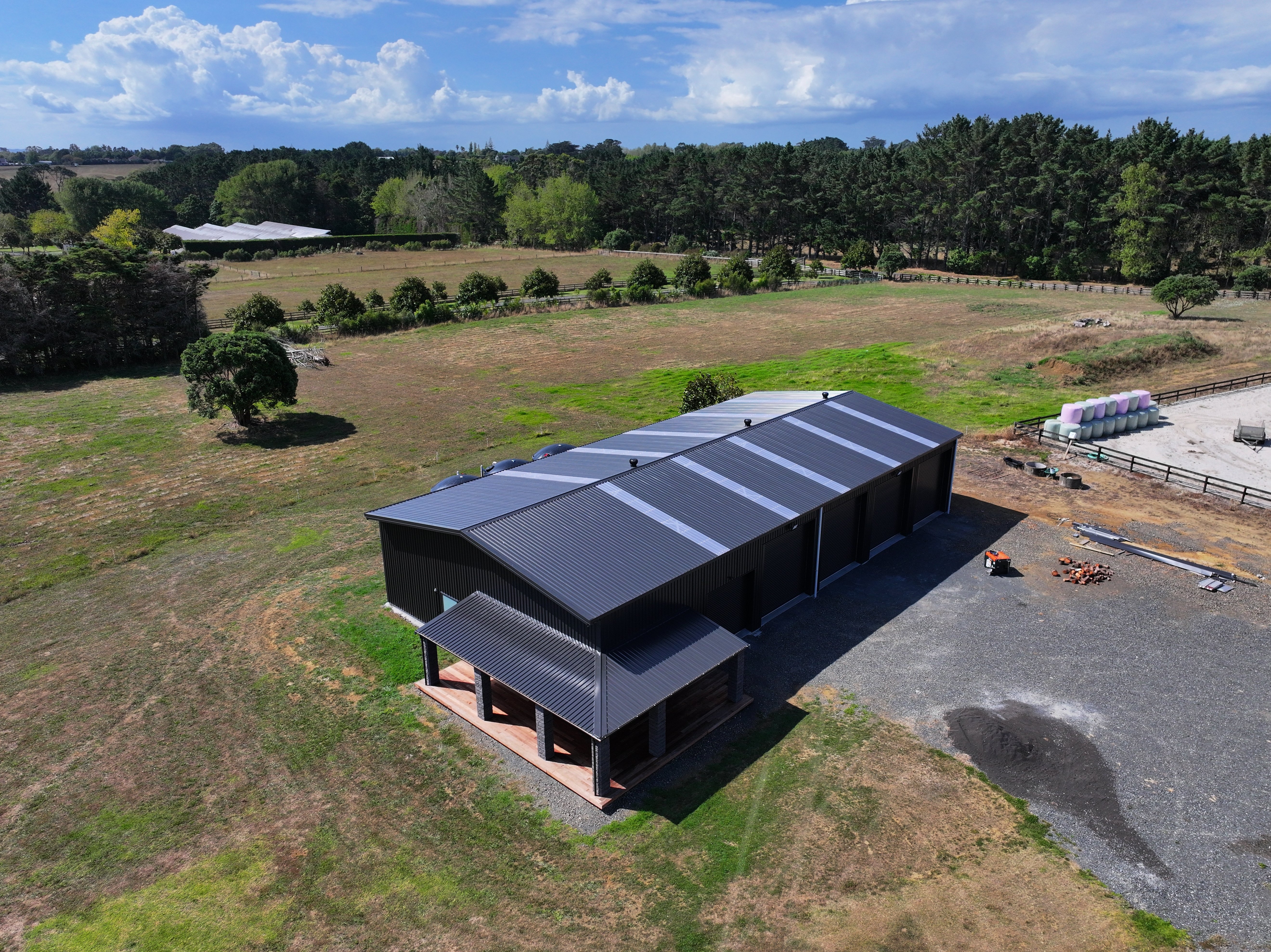 Exterior of Hope Shed, a 30×15 m Futura lifestyle shed in Pukekohe